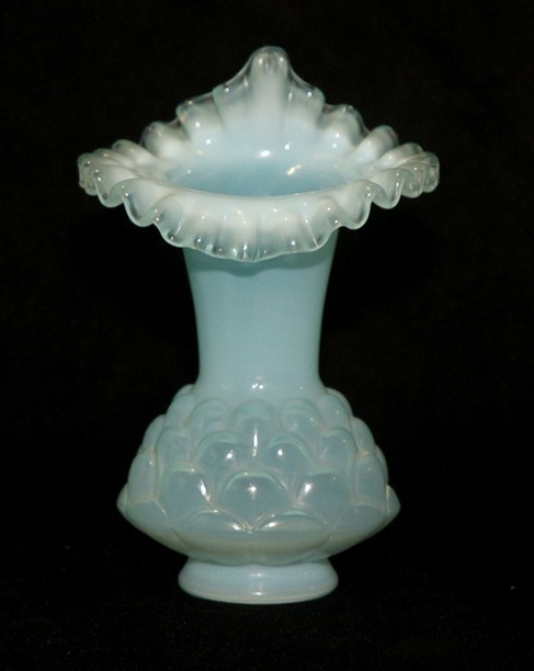 Fenton Jacqueline Tulip Vases Opaline Fish Scale Jack In The Pulpit RARE Fenton Jacqueline Tulip Vases Opaline Fish Scale Jack In The Pulpit RARE