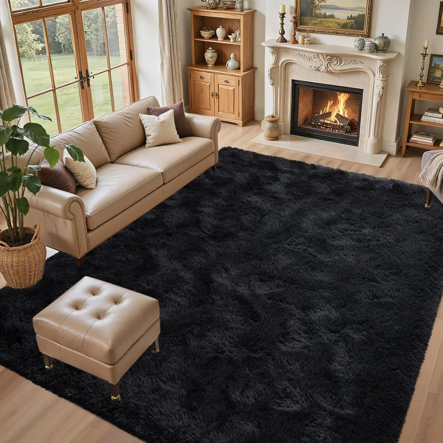 5x7 Black Area Rug Large Fluffy Shag Rug for Living Room Bedroom Non-Slip 5x7 Black Area Rug Large Fluffy Shag Rug for Living Room Bedroom Non-Slip