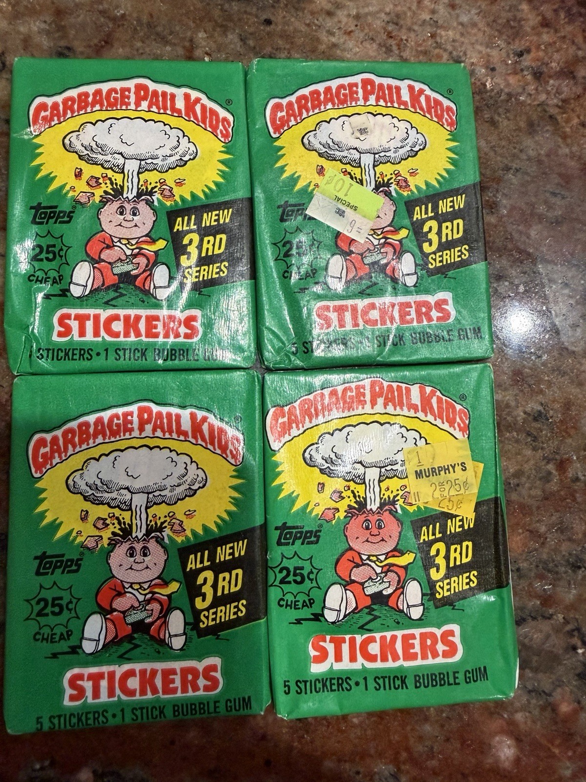 Garbage Pail Kids 3rd Series 3 Sealed Wax Packs Vintage GPK Garbage Pail Kids 3rd Series 3 Sealed Wax Packs Vintage GPK
