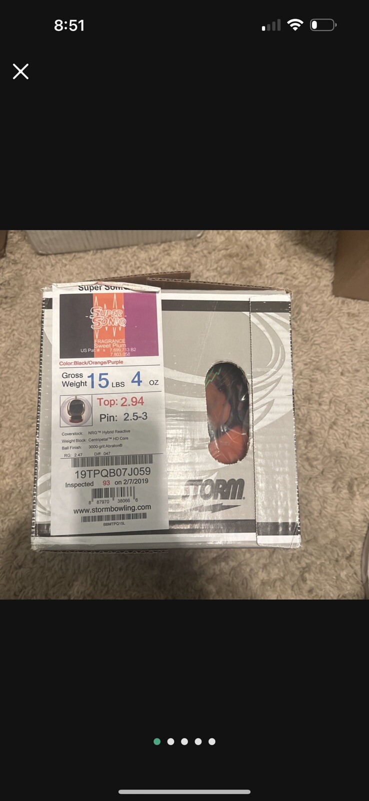 Storm Super Soniq Bowling Ball 1st Quality | 15 Pounds |