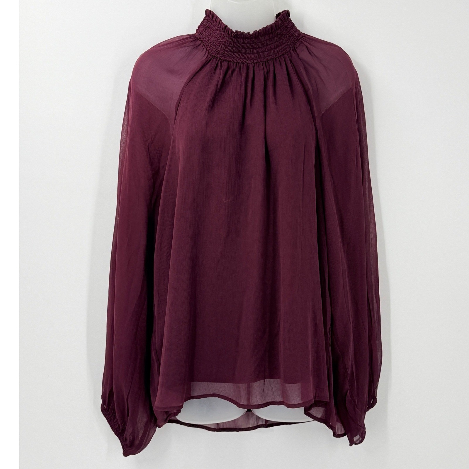 NWT Whimsigoth witchy vampy Joie Deep Wine Smocked Mock Neck top womens sz XL NWT Whimsigoth witchy vampy Joie Deep Wine Smocked Mock Neck top womens sz XL