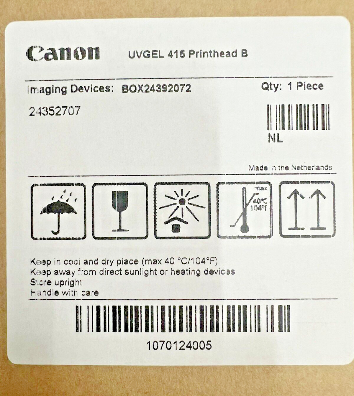 NEW SEALED GENUINE Canon UVGEL 415 Printhead B Imaging Device 1070124005 NEW SEALED GENUINE Canon UVGEL 415 Printhead B Imaging Device 1070124005