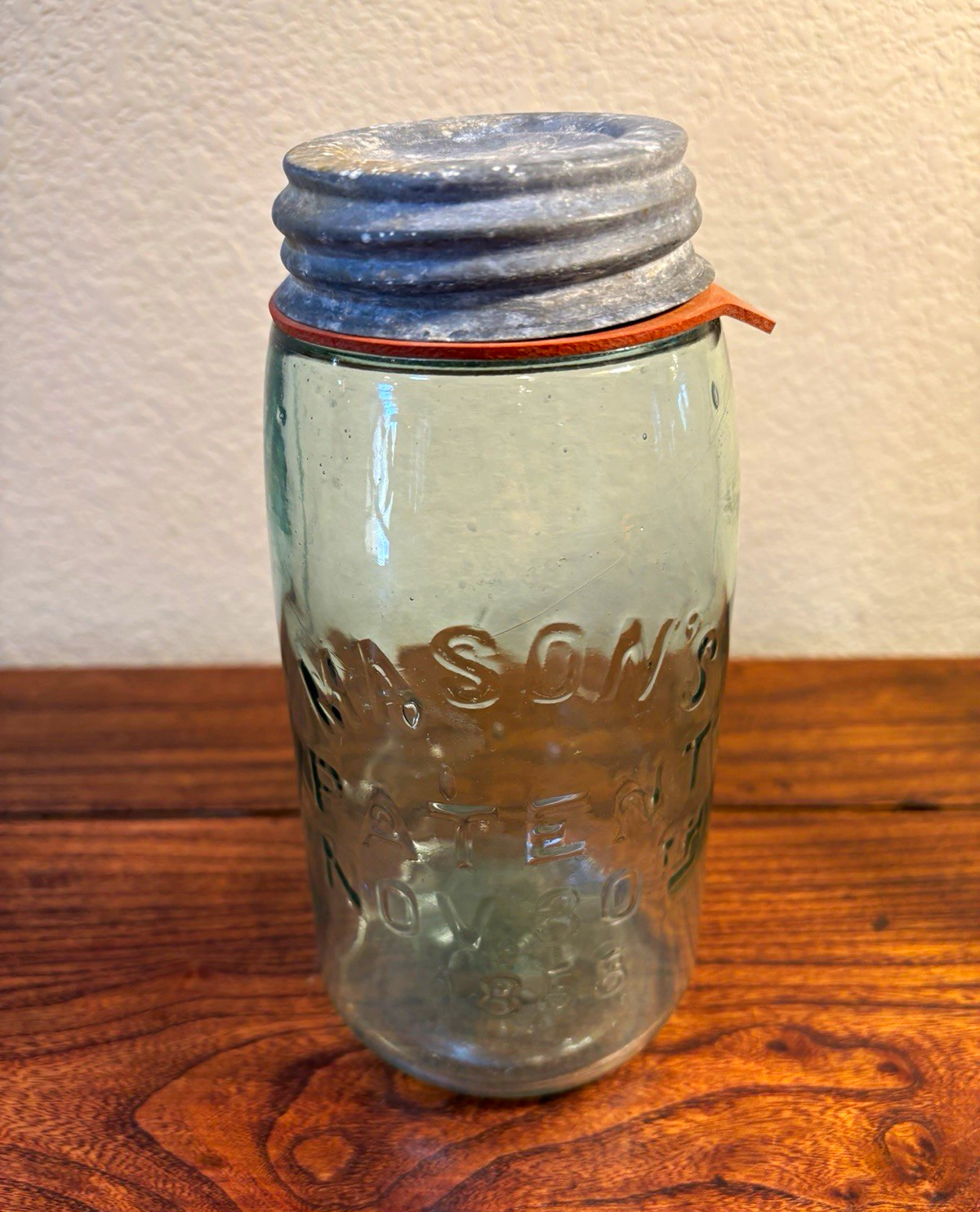 Vintage Mason’s Patent Nov 30th 1858 Aqua Glass Fruit Jar Zinc Lid Canning Jar Vintage Mason’s Patent Nov 30th 1858 Aqua Glass Fruit Jar Zinc Lid Canning Jar