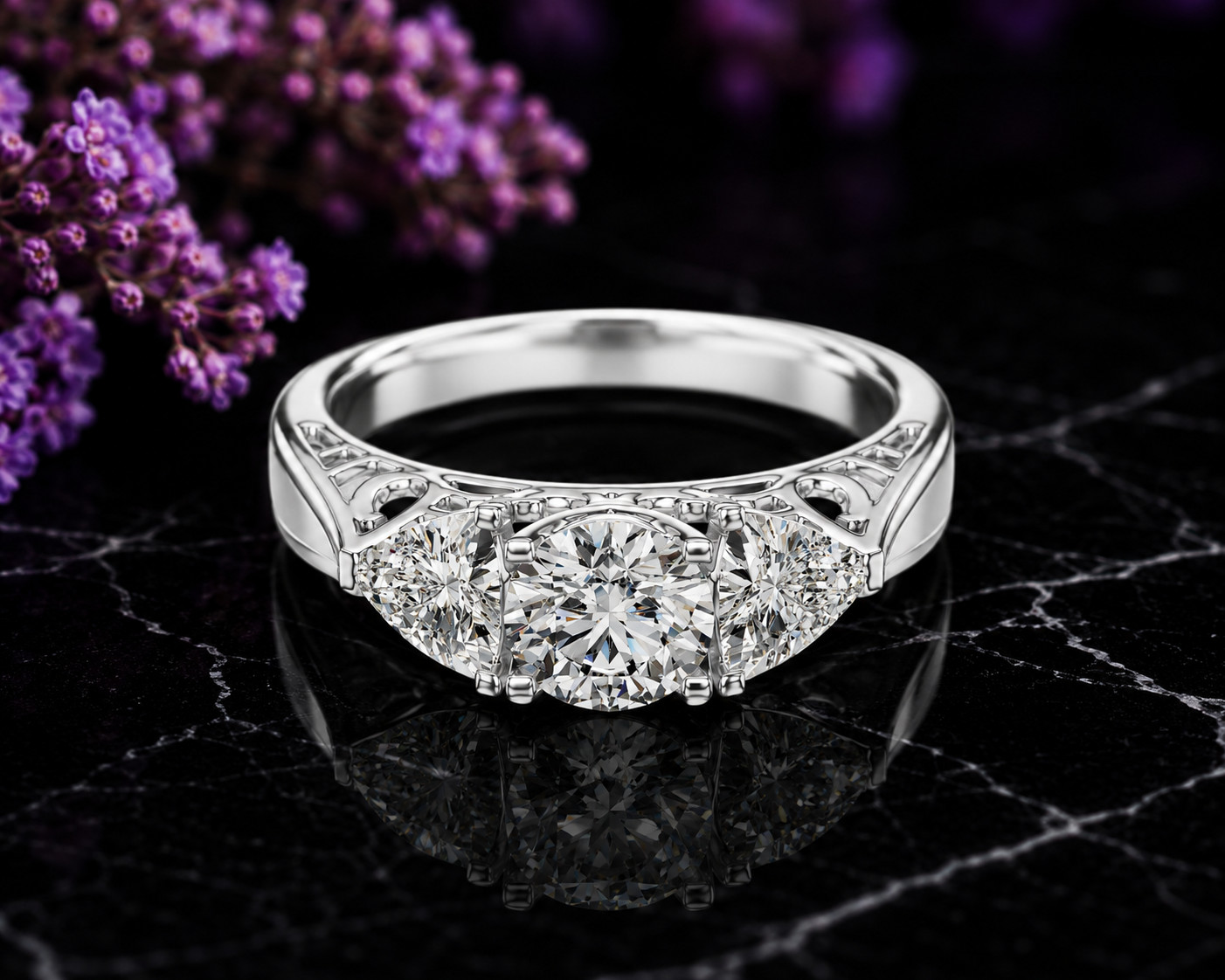 IGI 1.02Ct Round-Cut F/VS1 Lab Grown Diamond Engagement Ring 14k White Gold