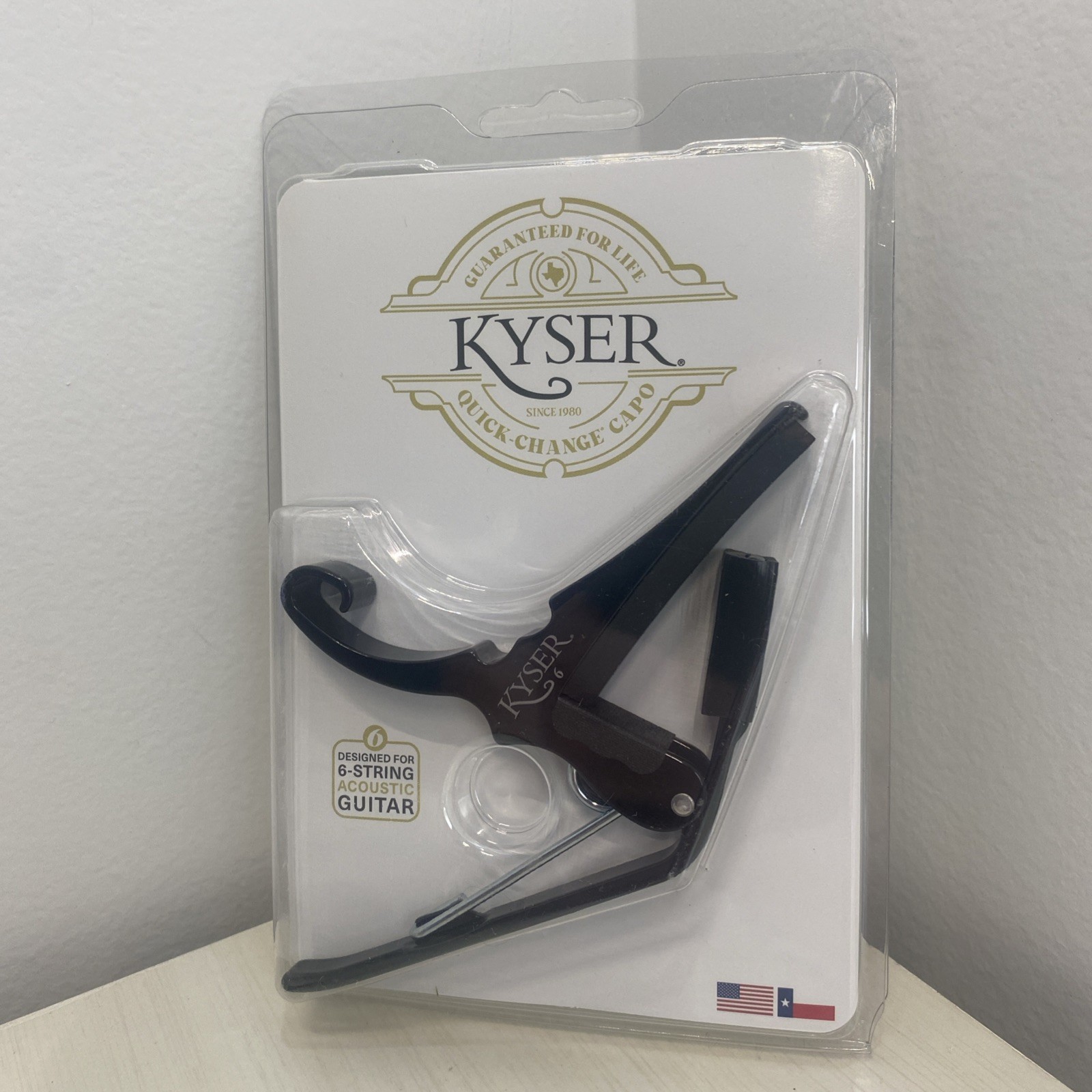 Kyser Quick-Change Guitar Capo for 6-String Acoustic Guitars, Black, KG6BA