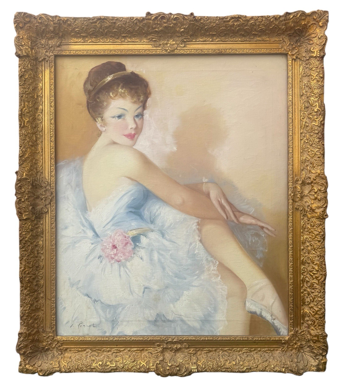 Violetta Koszeghy BALLERINA Pinup Original Oil Painting Hungarian Listed Artist Violetta Koszeghy BALLERINA Pinup Original Oil Painting Hungarian Listed Artist