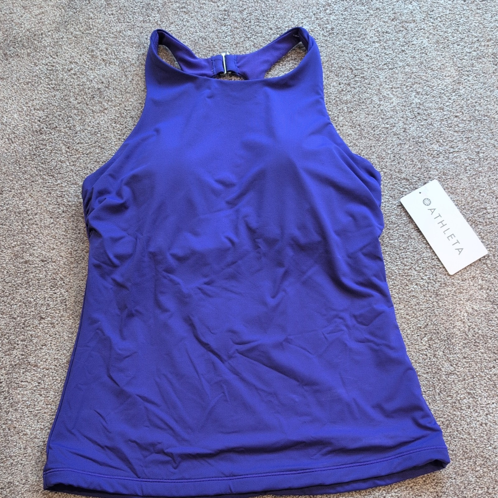 new Athleta NWT 36B/C Blue  Maldives High Neck Tankini Top Swim 405829 M 36C