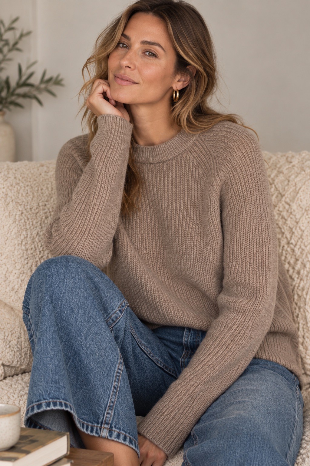 Quince Mongolian Cashmere Fisherman Crewneck Sweater M Coastal Heritage Luxe