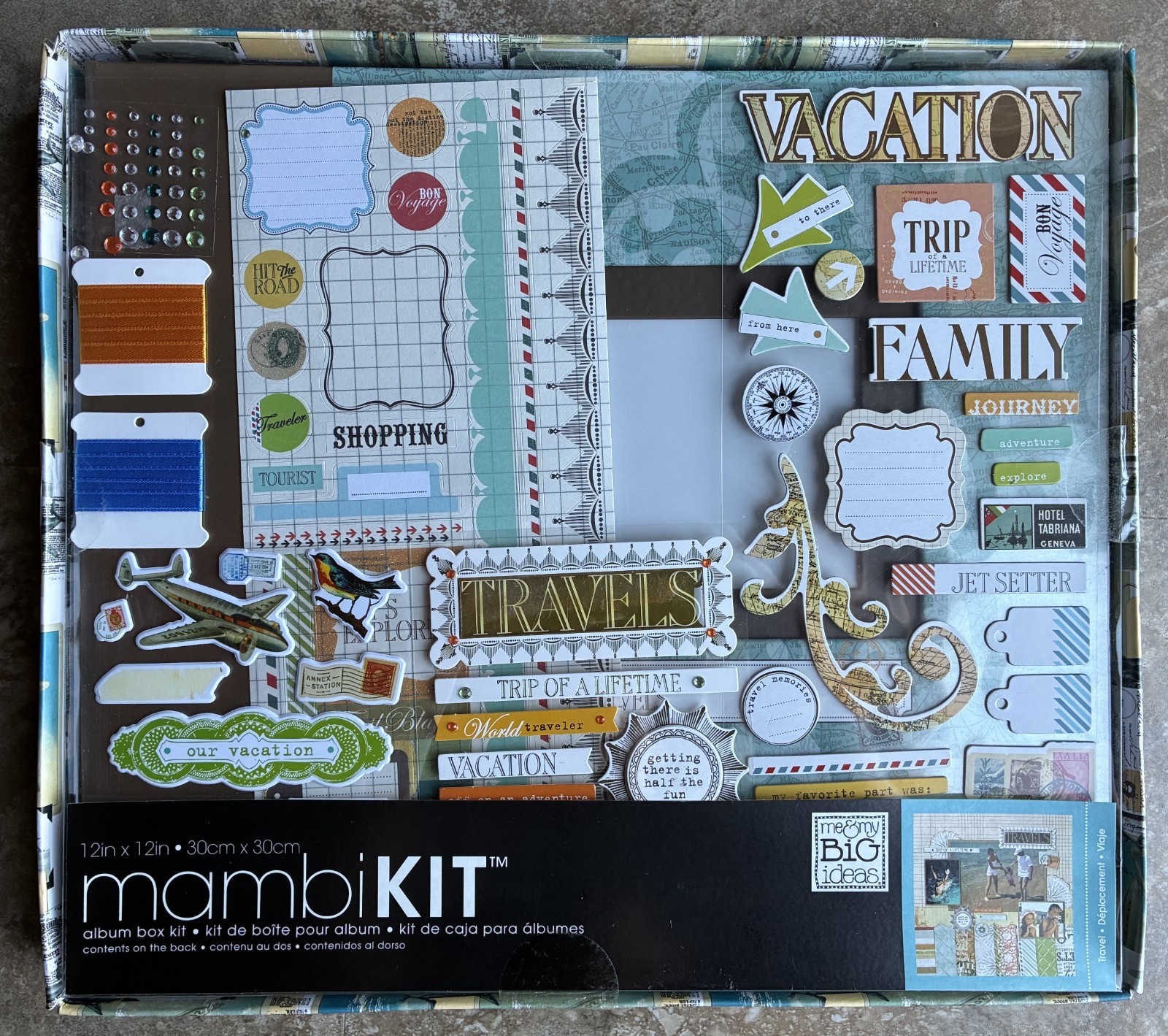me & my Big ideas mambi Album Kit Scrapbook Travel 12 x 12, 20 papers, New