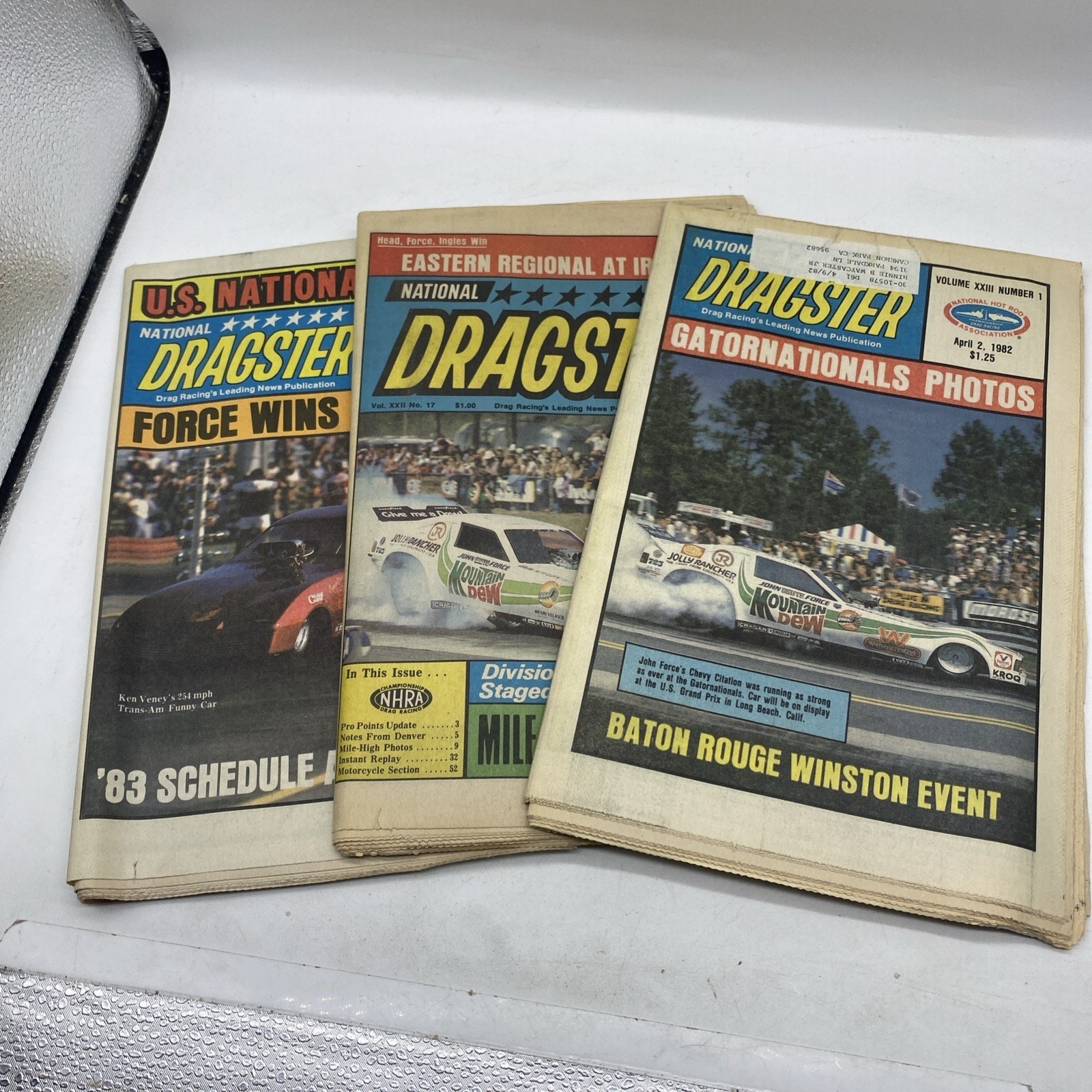 1980s Lot 3 JOHN FORCE National Dragster News Weekly Magazine NHRA Drag Racing 1980s Lot 3 JOHN FORCE National Dragster News Weekly Magazine NHRA Drag Racing