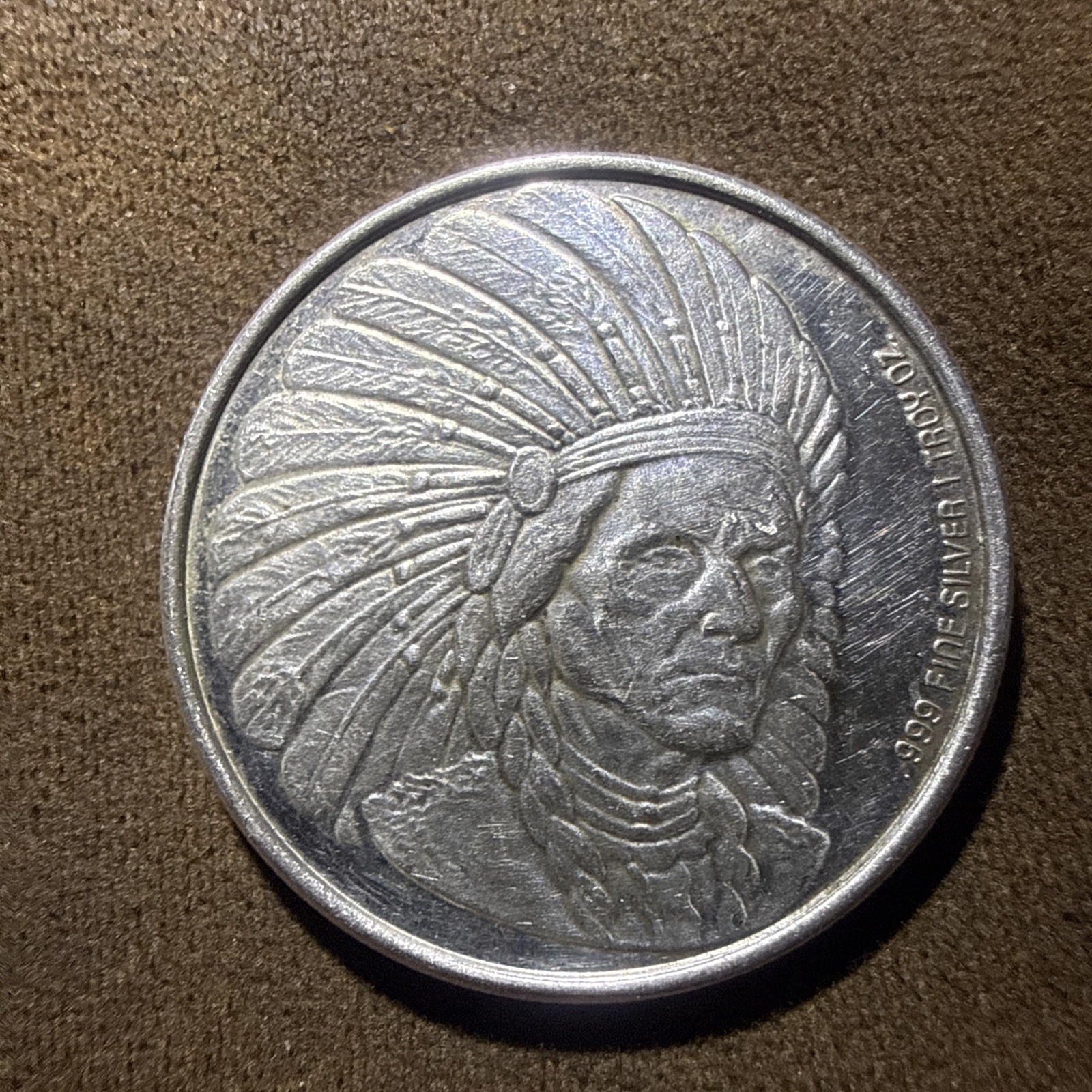 1992 1 Oz .999 Silver Enviromint Native American Chief Round American Medallion 1992 1 Oz .999 Silver Enviromint Native American Chief Round American Medallion