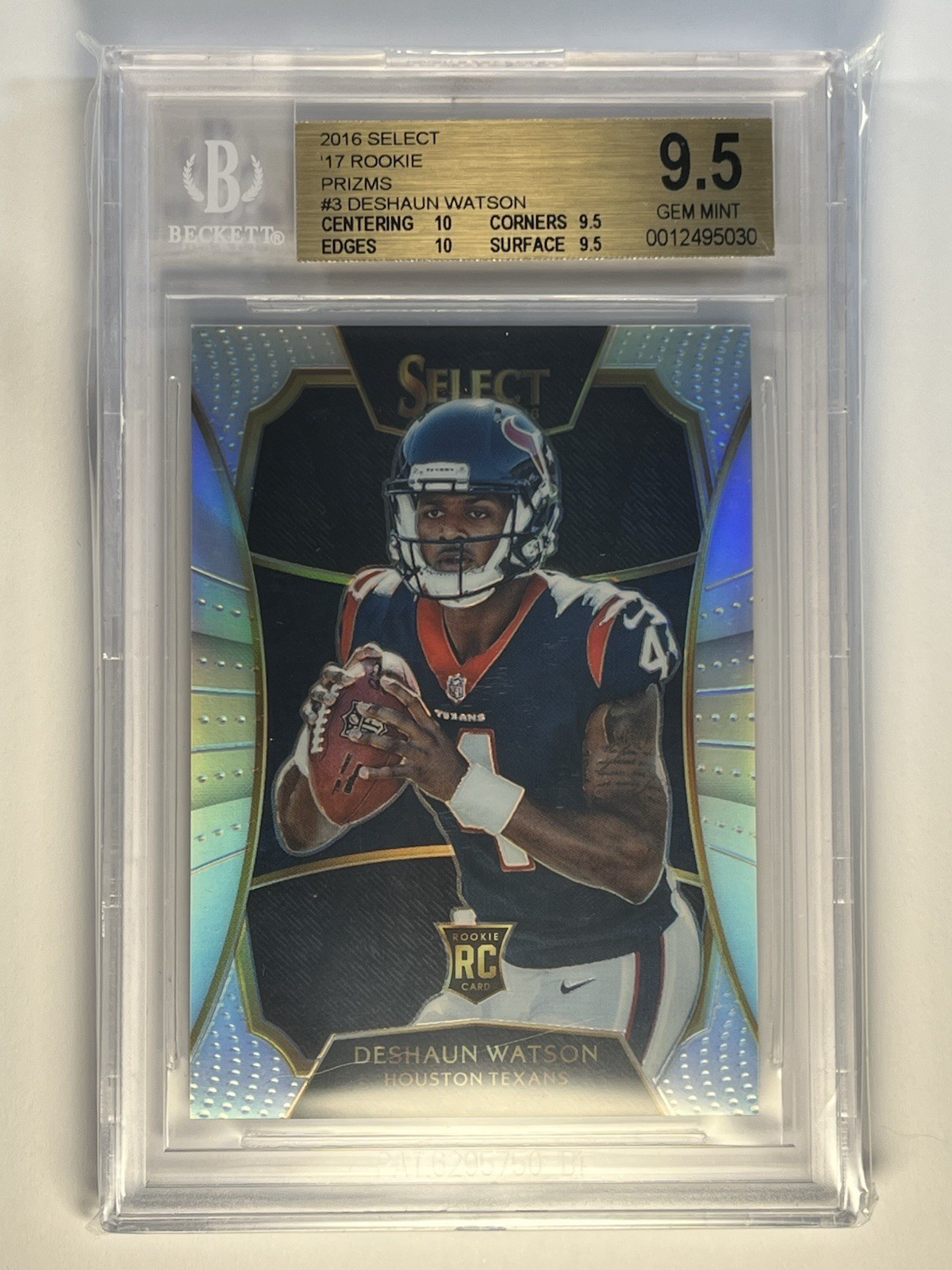 2016 Select DeShaun Watson 2017 XRC Prizm Rookie RC Card - BGS 9.5