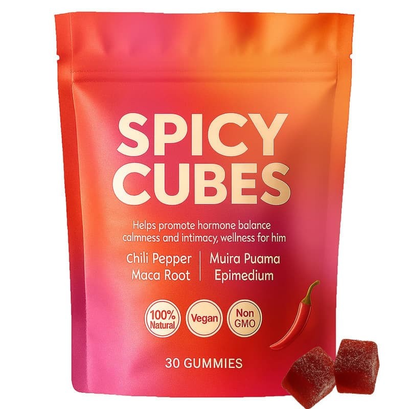 Peach Gummies Spicy Cubes 30 Gummies 1 Bag Support for Calm and Relaxation Hot