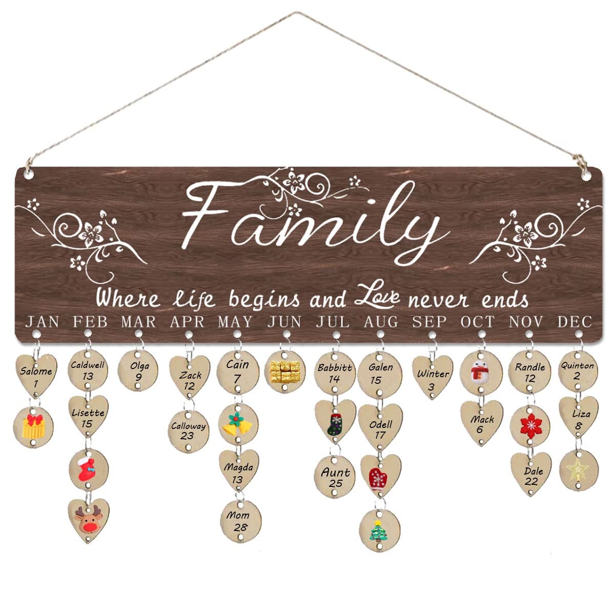 Wooden Birthday Calendar for Grandma Mom Wooden Birthday Calendar for Grandma Mom