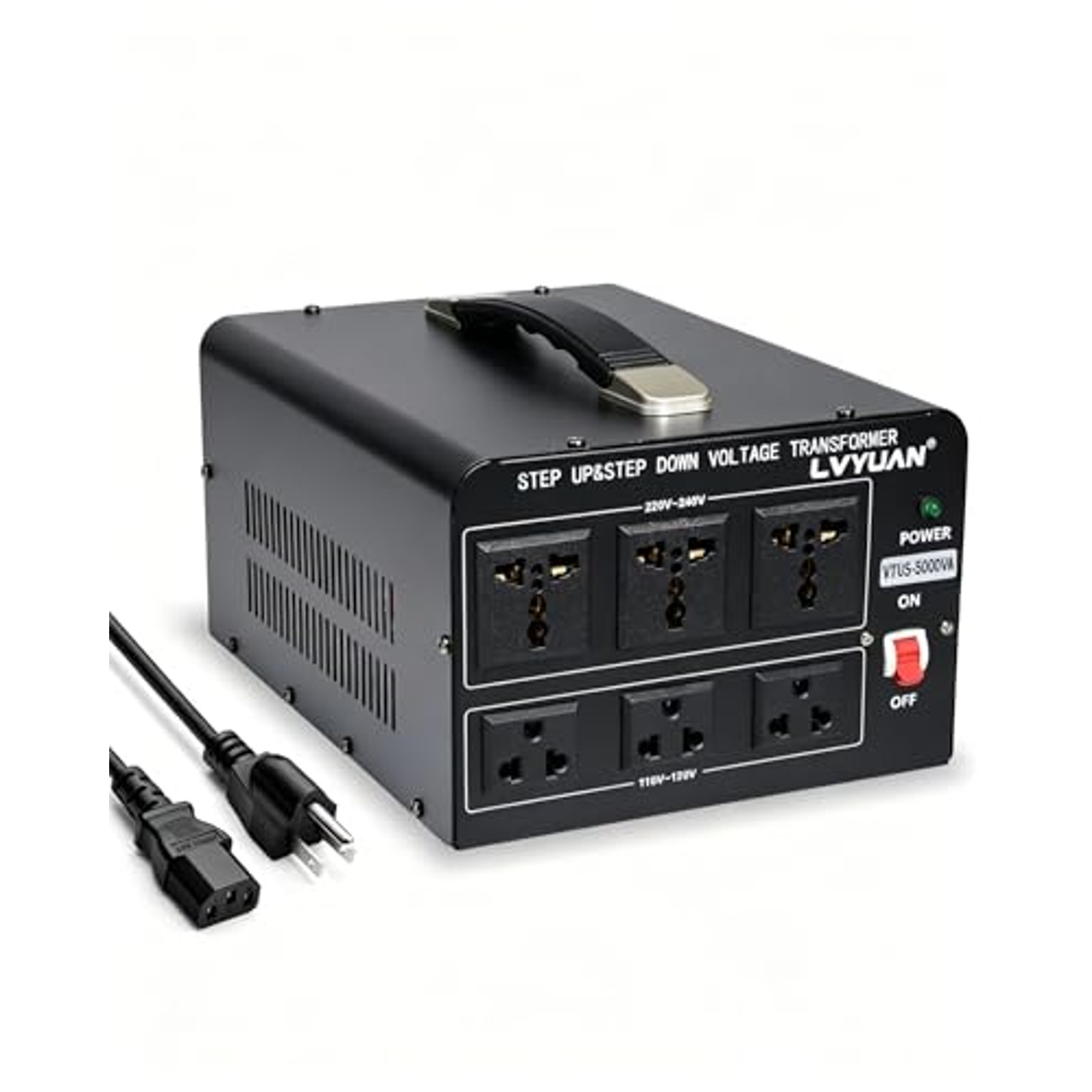 LVYUAN 5000W Voltage Converter Transformer, Step Up/Down 110V-240V Heavy Duty