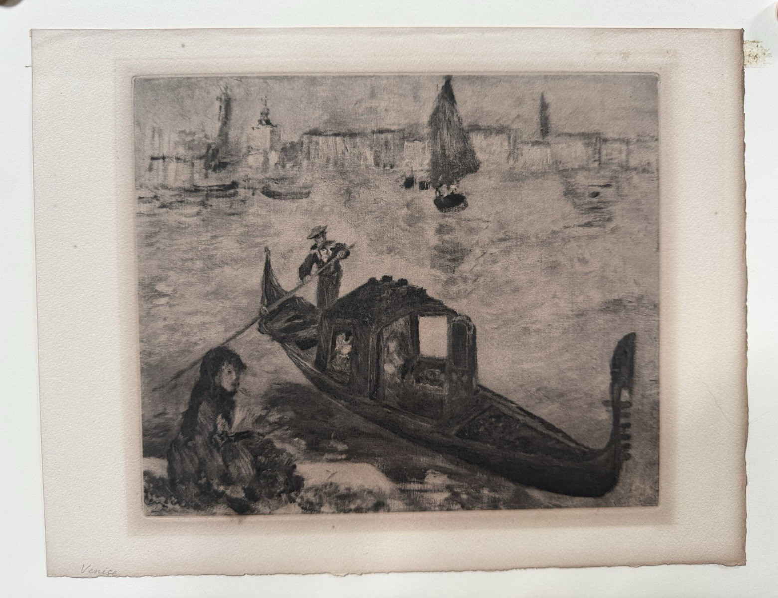 1919 Pierre-Auguste Renoir Engraving Venice Grand Canal Gondola Vollard 1919 Pierre-Auguste Renoir Engraving Venice Grand Canal Gondola Vollard