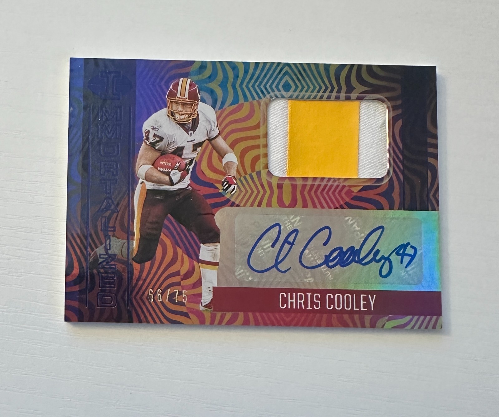 2021 Panini Illusions Immortalized Jersey Auto Blue #28 Chris Cooley /75 #X646 2021 Panini Illusions Immortalized Jersey Auto Blue #28 Chris Cooley /75 #X646