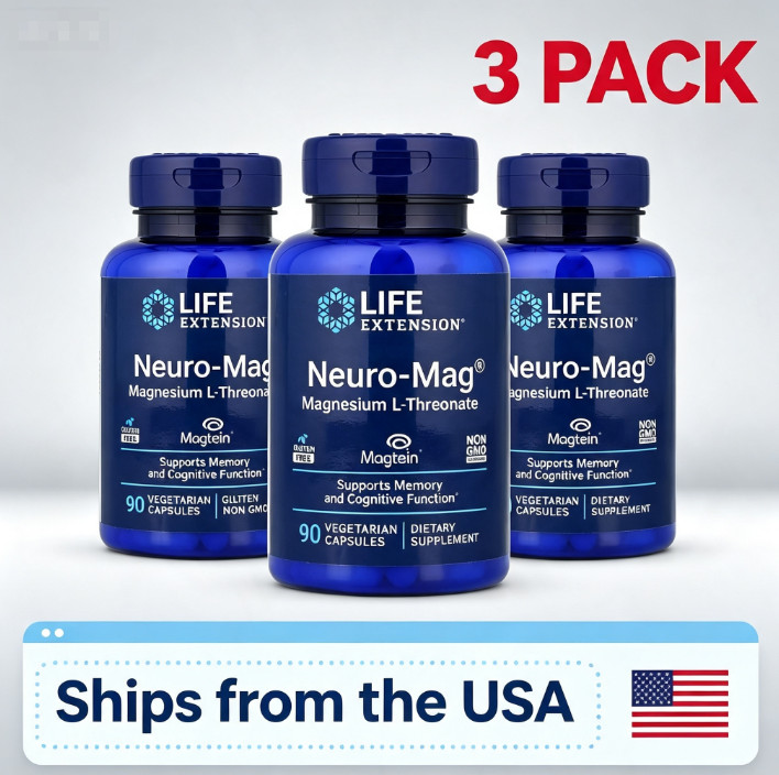 3pc Life Extension Neuro-Mag,Magnesium L-Threonate, 90 Capsules Vegetarian- 3pc Life Extension Neuro-Mag,Magnesium L-Threonate, 90 Capsules Vegetarian-