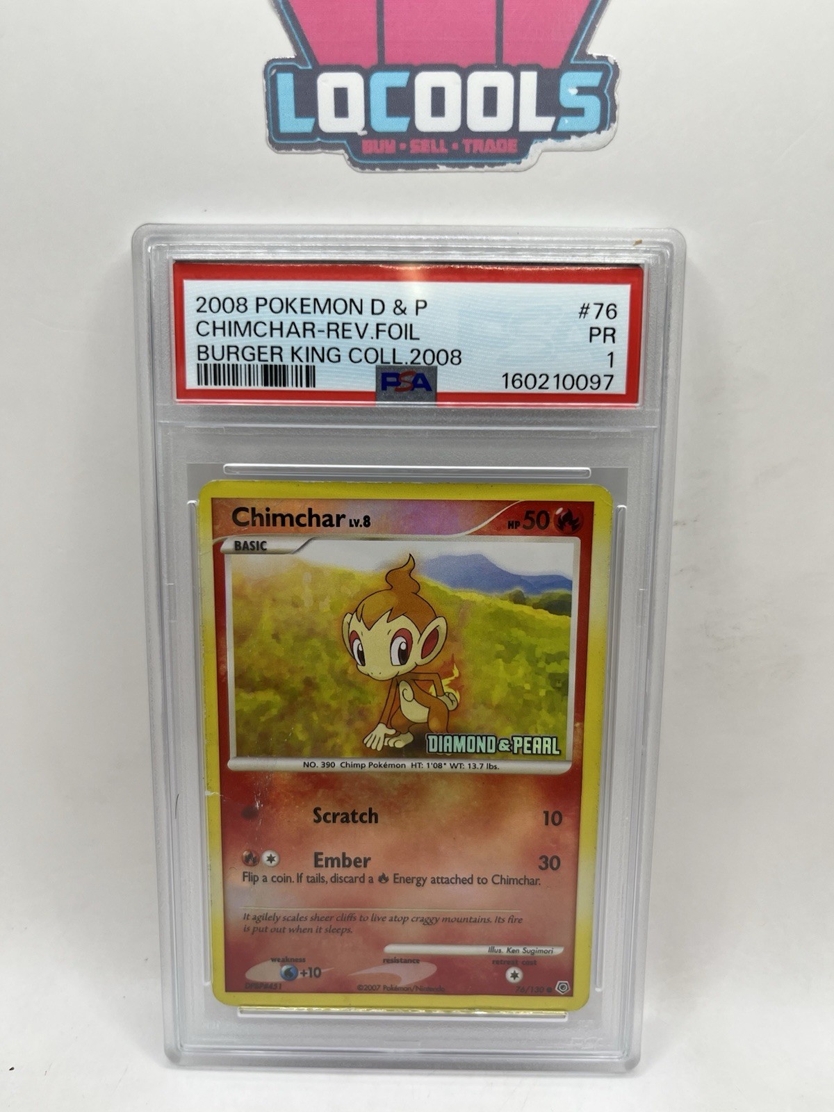 2008 Pokemon Diamond & Pearl Burger King Chimchar #76 Reverse Foil Card PSA 1 2008 Pokemon Diamond & Pearl Burger King Chimchar #76 Reverse Foil Card PSA 1