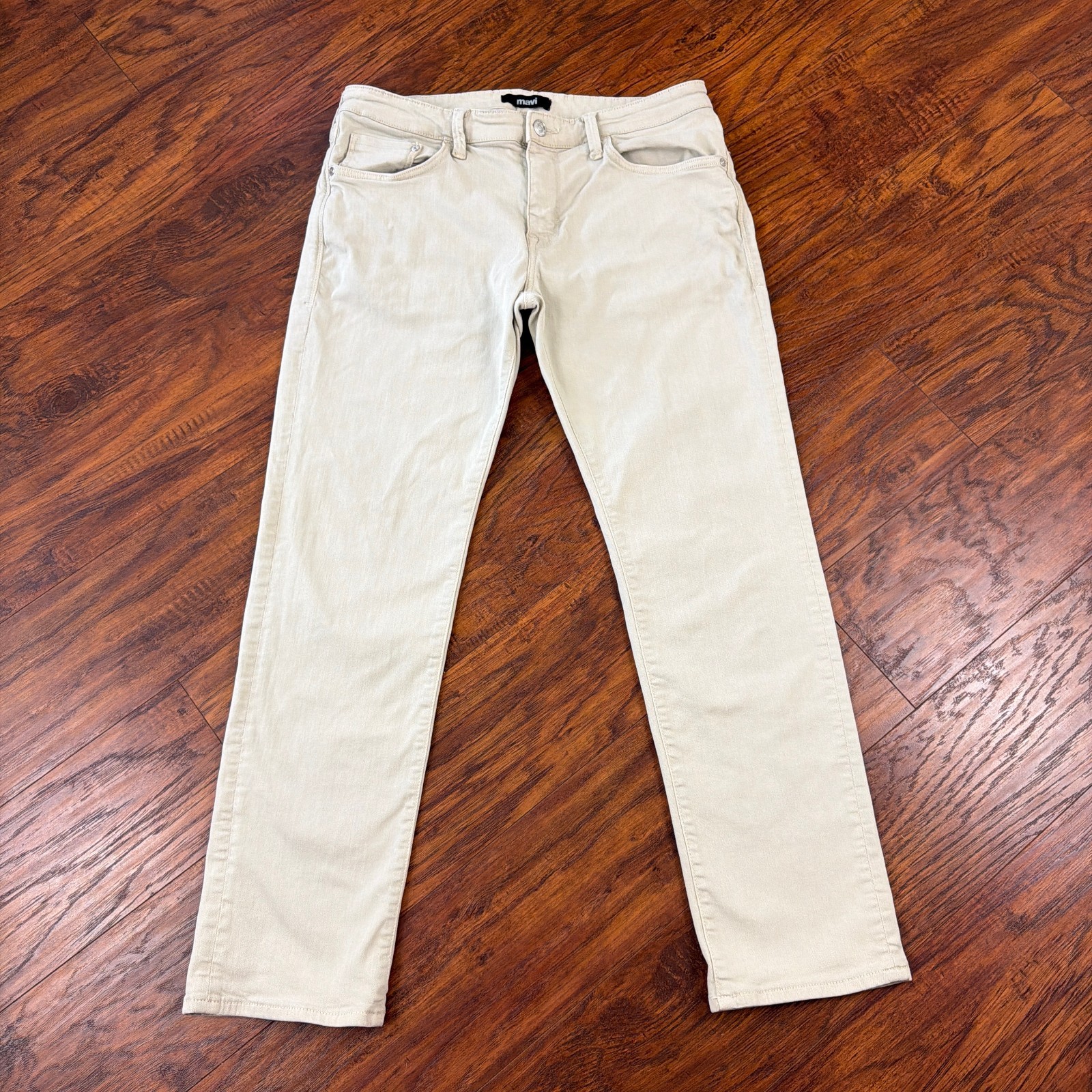 Mavi Jeans Mens 34 Beige Slim Fit Straight Leg Low Rise Stretch Denim Marcus