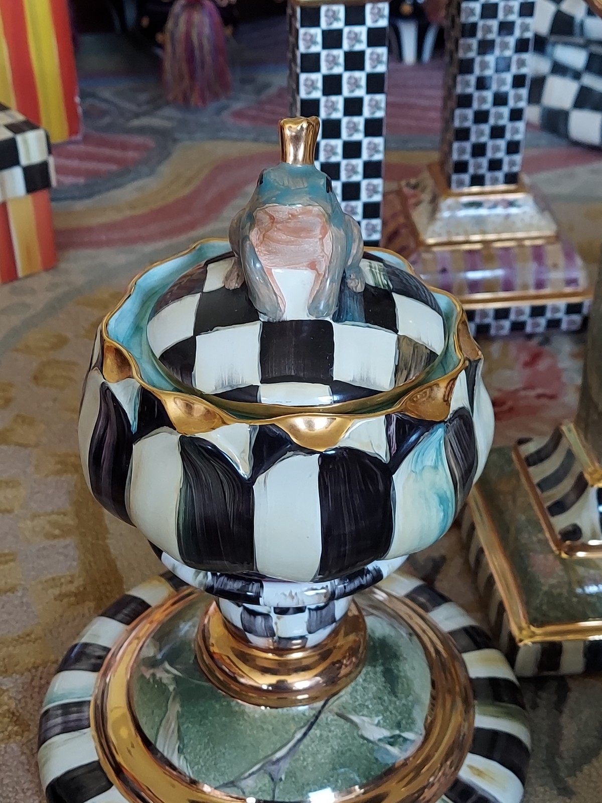 MacKenzie-Childs Frog Prince Lidded Ceramic Dish