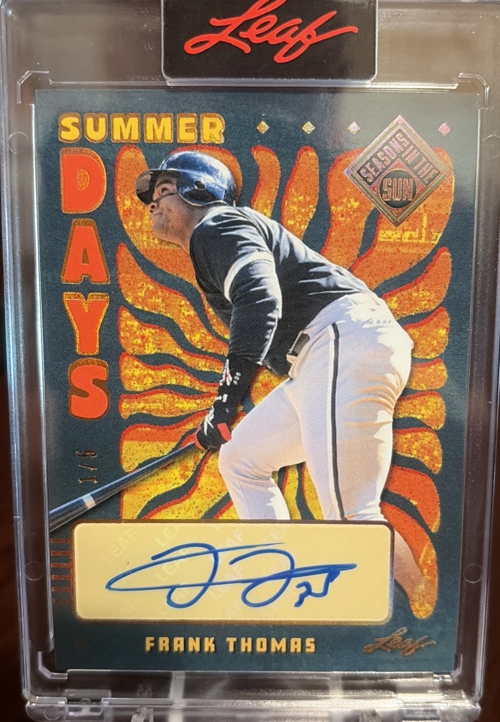 Frank Thomas 2026 Leaf Seasons In The Sun Baseball Summer Days GOLD Auto 1/5
