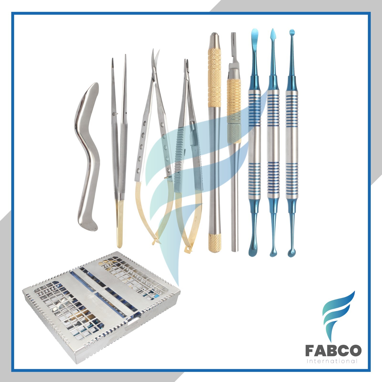 Dental Micro Oral Surgery Instruments Kit 10 Pcs Blue German Steel Dental Tools