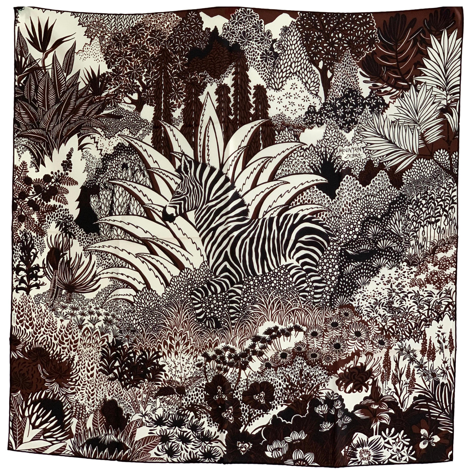 New Hermes Mountain Zebra silk scarf 90  with box