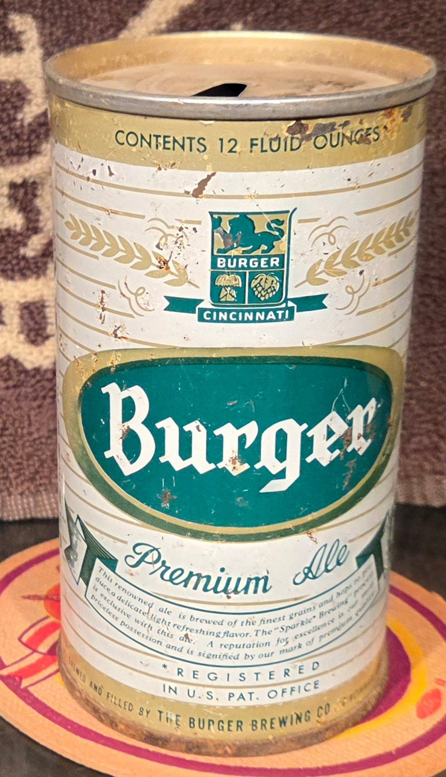 1964 BURGER PREMIUM ALE EARLY STEEL PULL TAB BEER CAN BURGER CINCINNATI OHIO 1964 BURGER PREMIUM ALE EARLY STEEL PULL TAB BEER CAN BURGER CINCINNATI OHIO