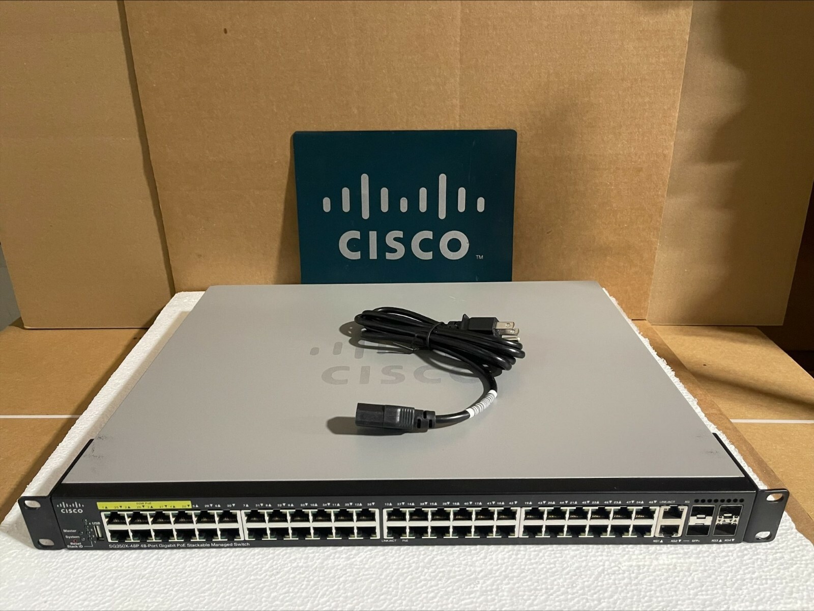Cisco SG350X-48P-K9 48 port Gigabit Poe Stackable Network Switch Cisco SG350X-48P-K9 48 port Gigabit Poe Stackable Network Switch
