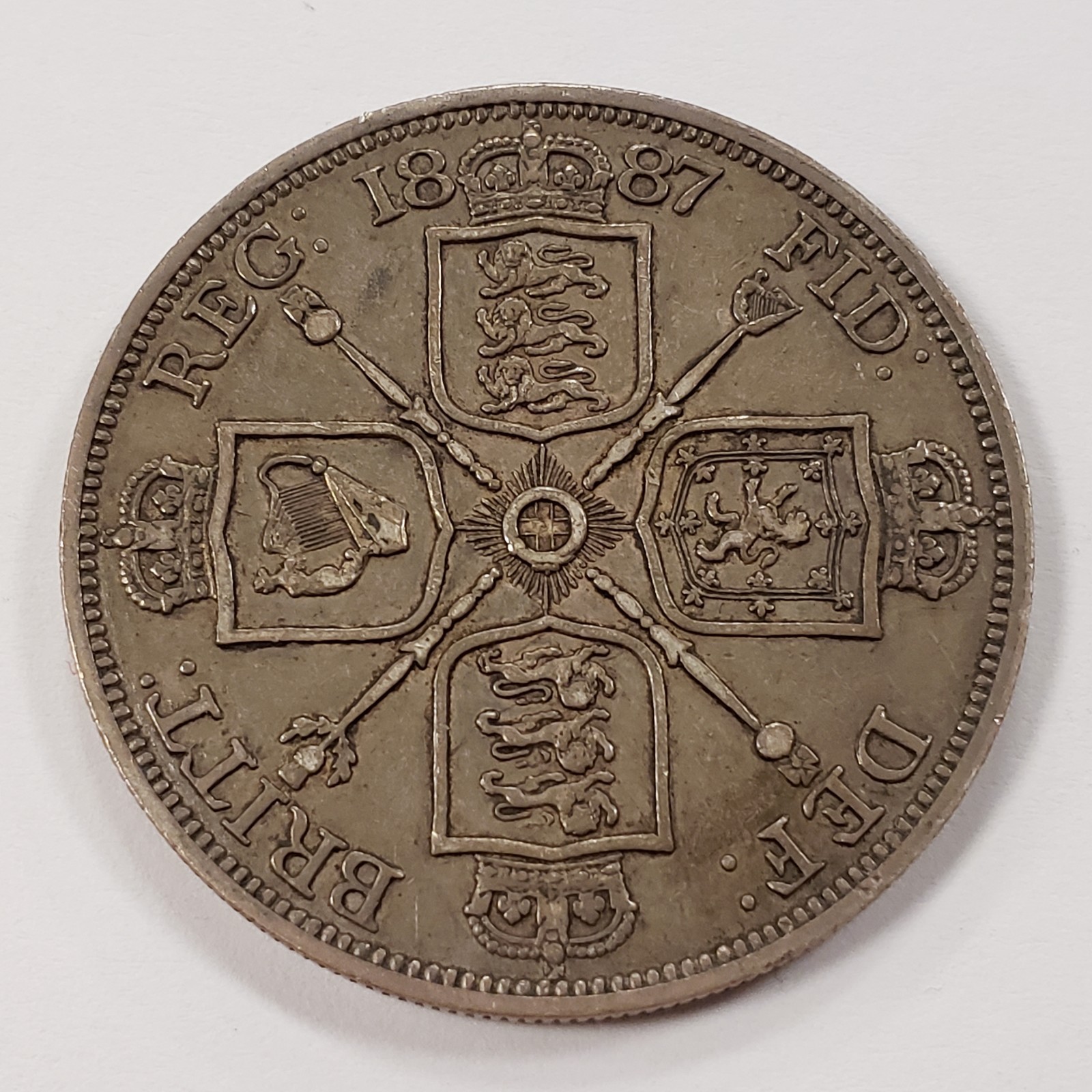 1887 Great Britain Double Florin Silver .6727 ASW - XF - KM763- Q5376