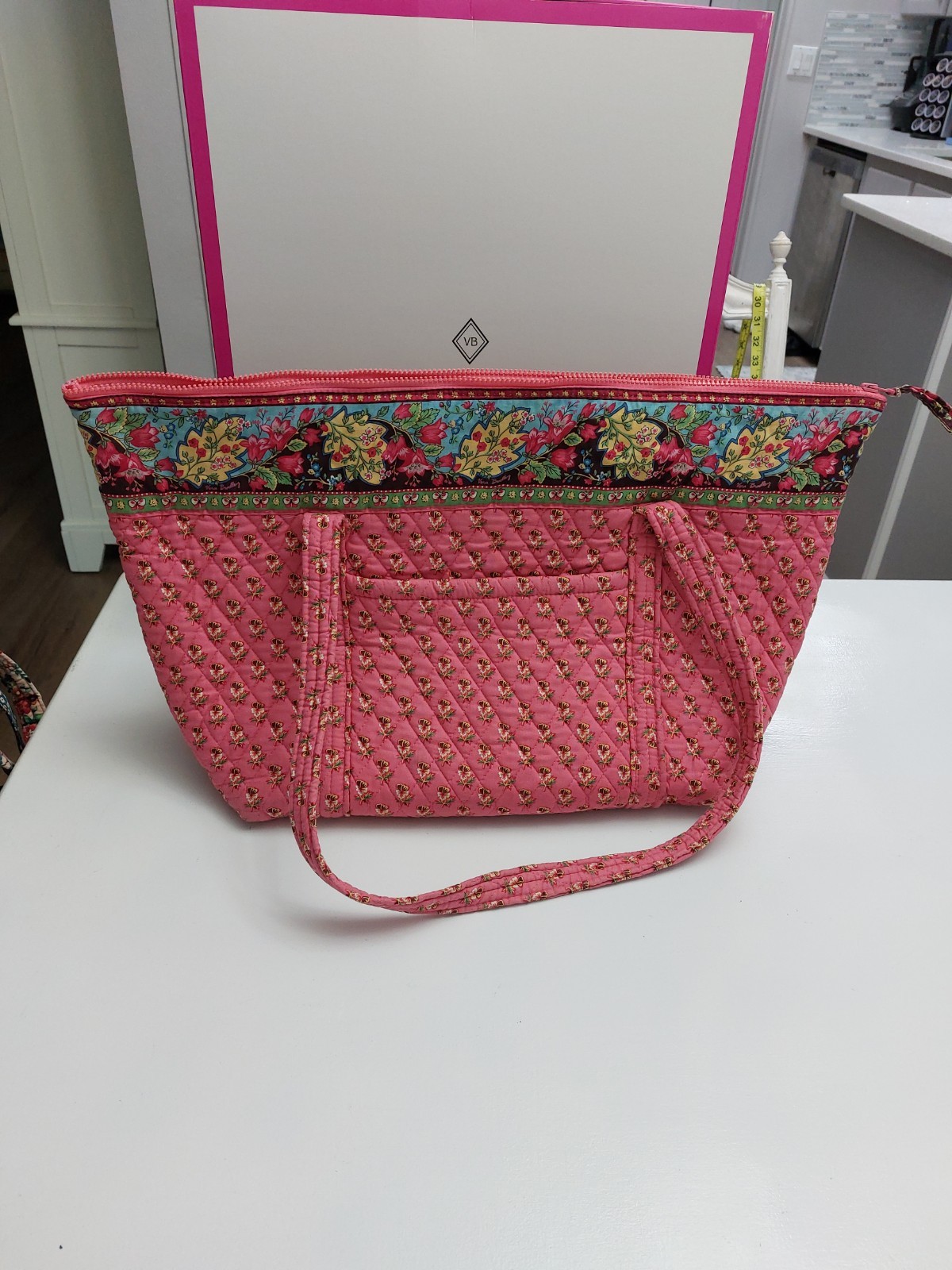 Vera Bradley Vintage Miller Tote Pink Pansies NWOT
