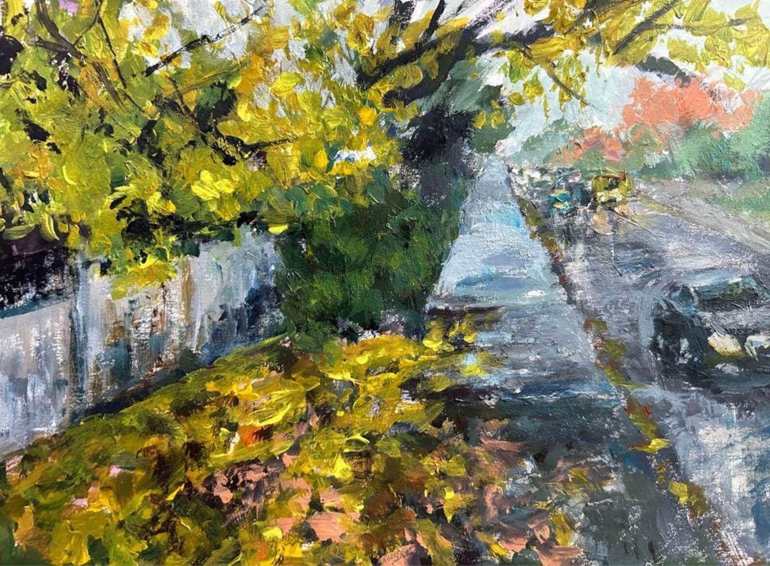 Original Acrylic Painting, Autumn Path Landscape 10x8 Wall Art, Signed By Artist