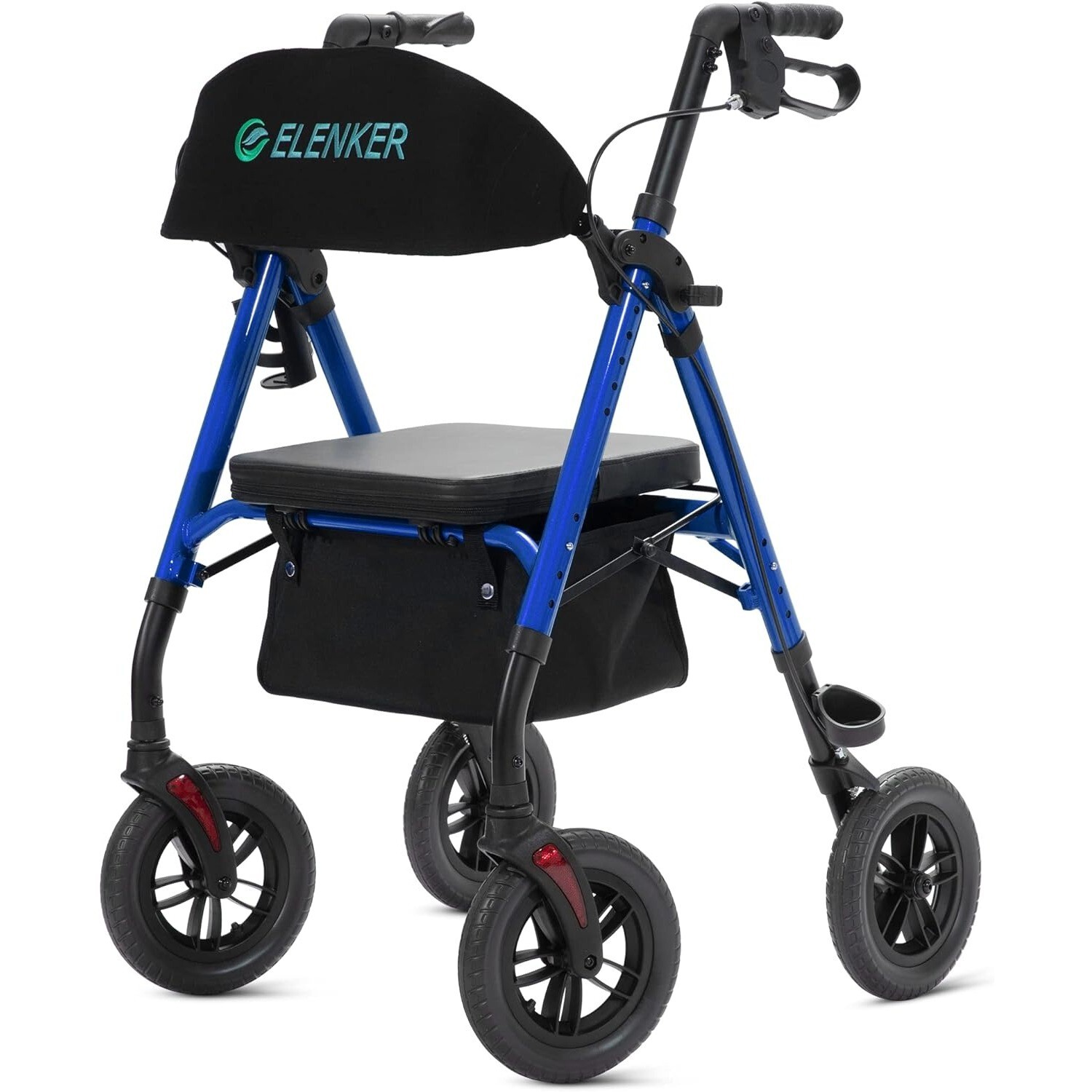 ELENKER All-Terrain Rollator Walker w/ Non-Pneumatic Tire 10