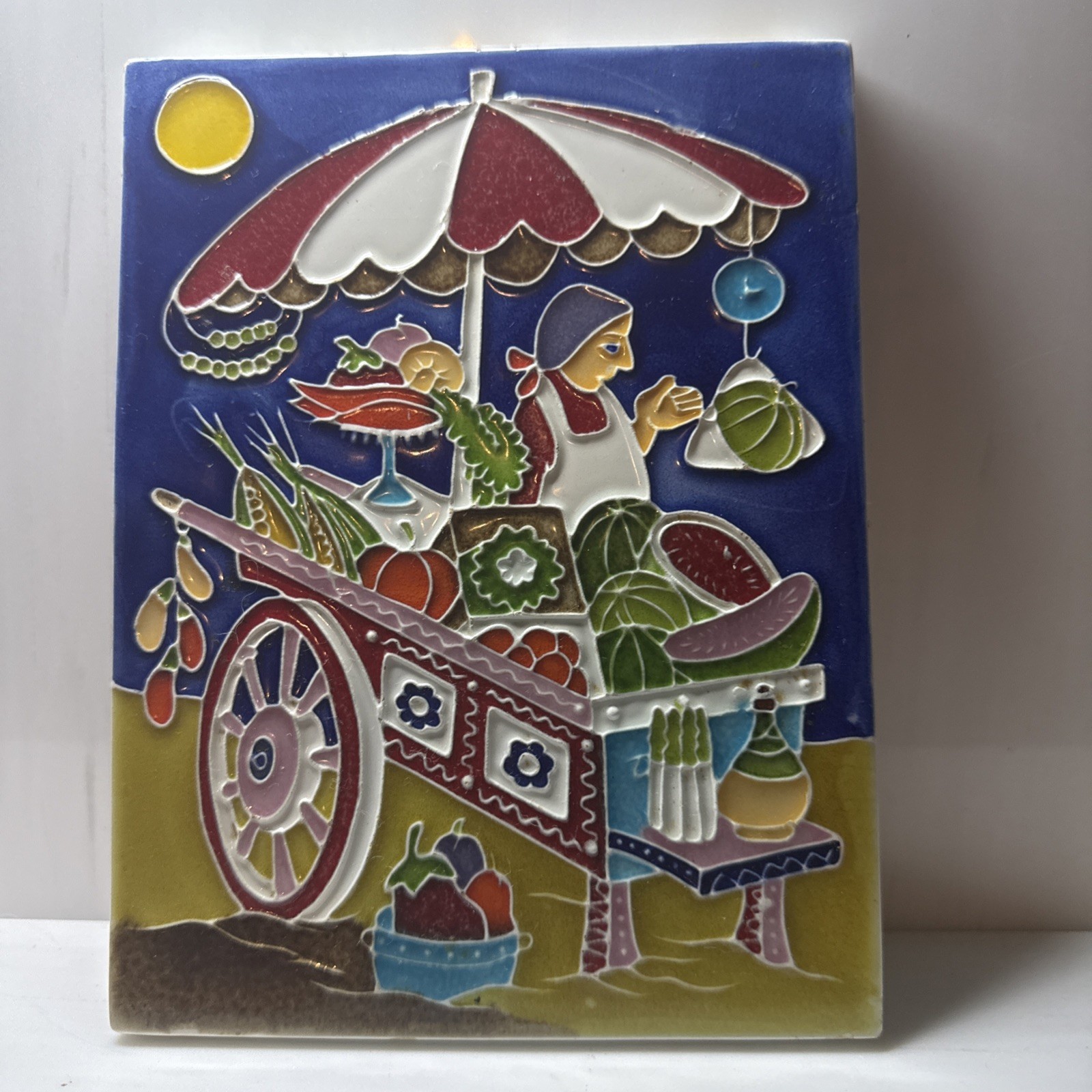 Creazioni  Lucianno Hand Painted Italian Ceramic Decorative Tile 8x6 Wall Plaque