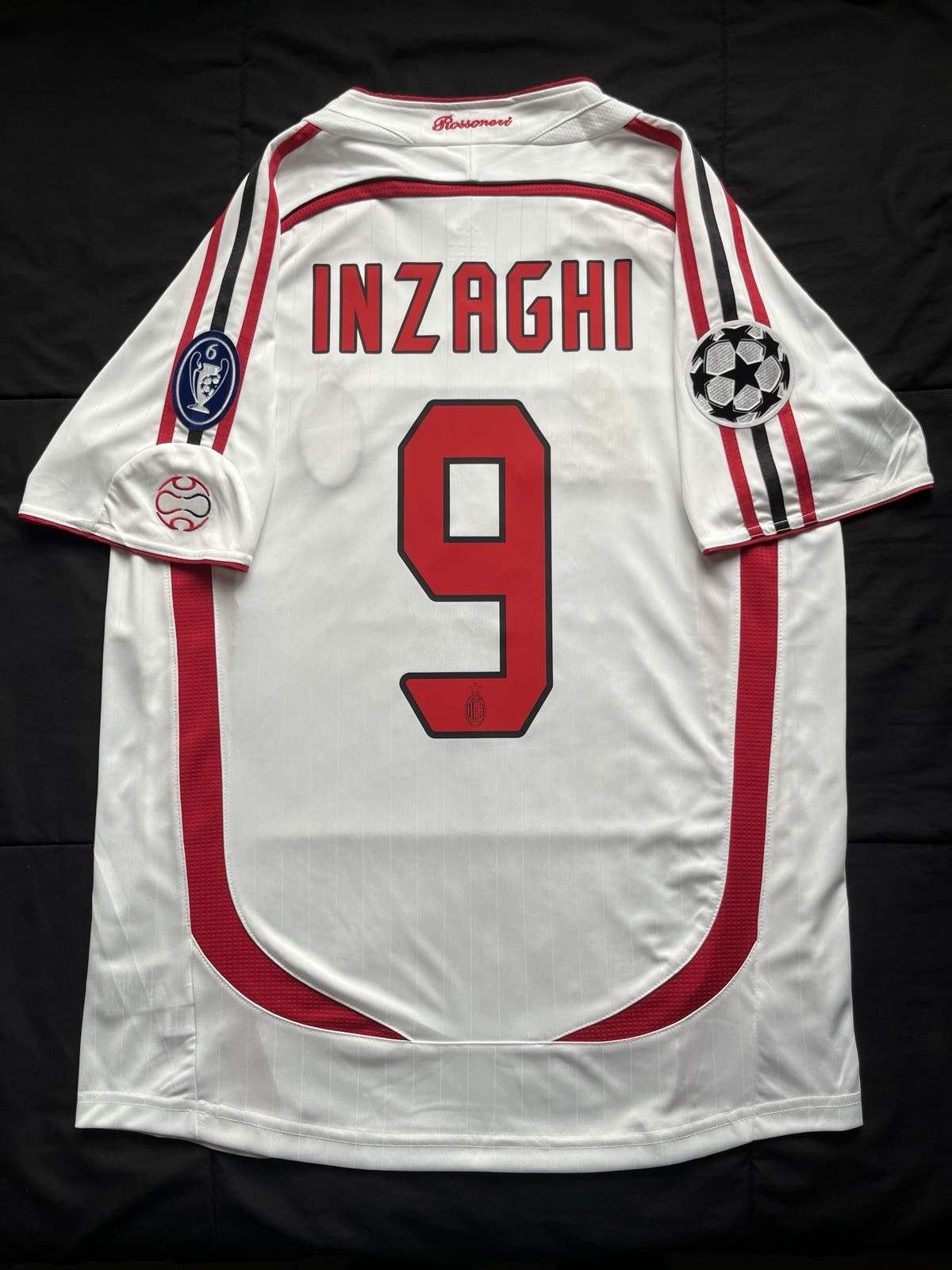Inzaghi #9 Large 2006/2007 Final Away Retro Jersey Italy Soccer L White