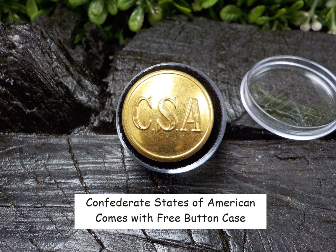 Confederate States of America Coat Button Loaded with Gold Free Button Case Confederate States of America Coat Button Loaded with Gold Free Button Case
