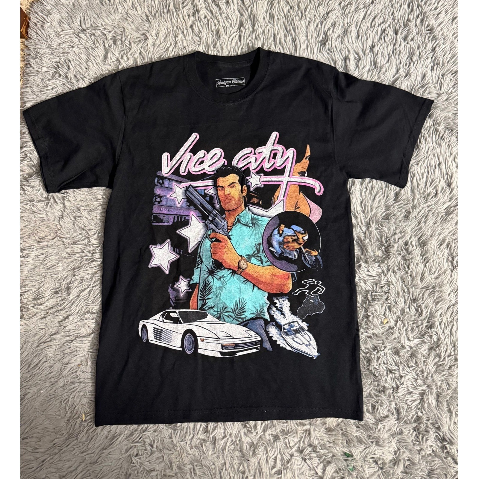 Headgear Classics Vice City T-shirt GTA Tommy Vercetti Oversize Mens Medium Headgear Classics Vice City T-shirt GTA Tommy Vercetti Oversize Mens Medium