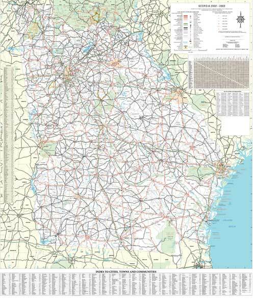 Georgia State Executive Laminated Wall Map