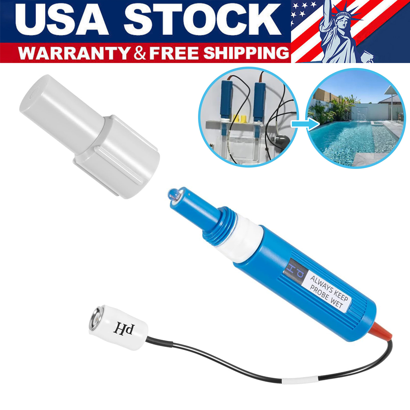 GLX-PROBE-PH Replacement PH Probe Sensor For Hayward Sense and Dispense