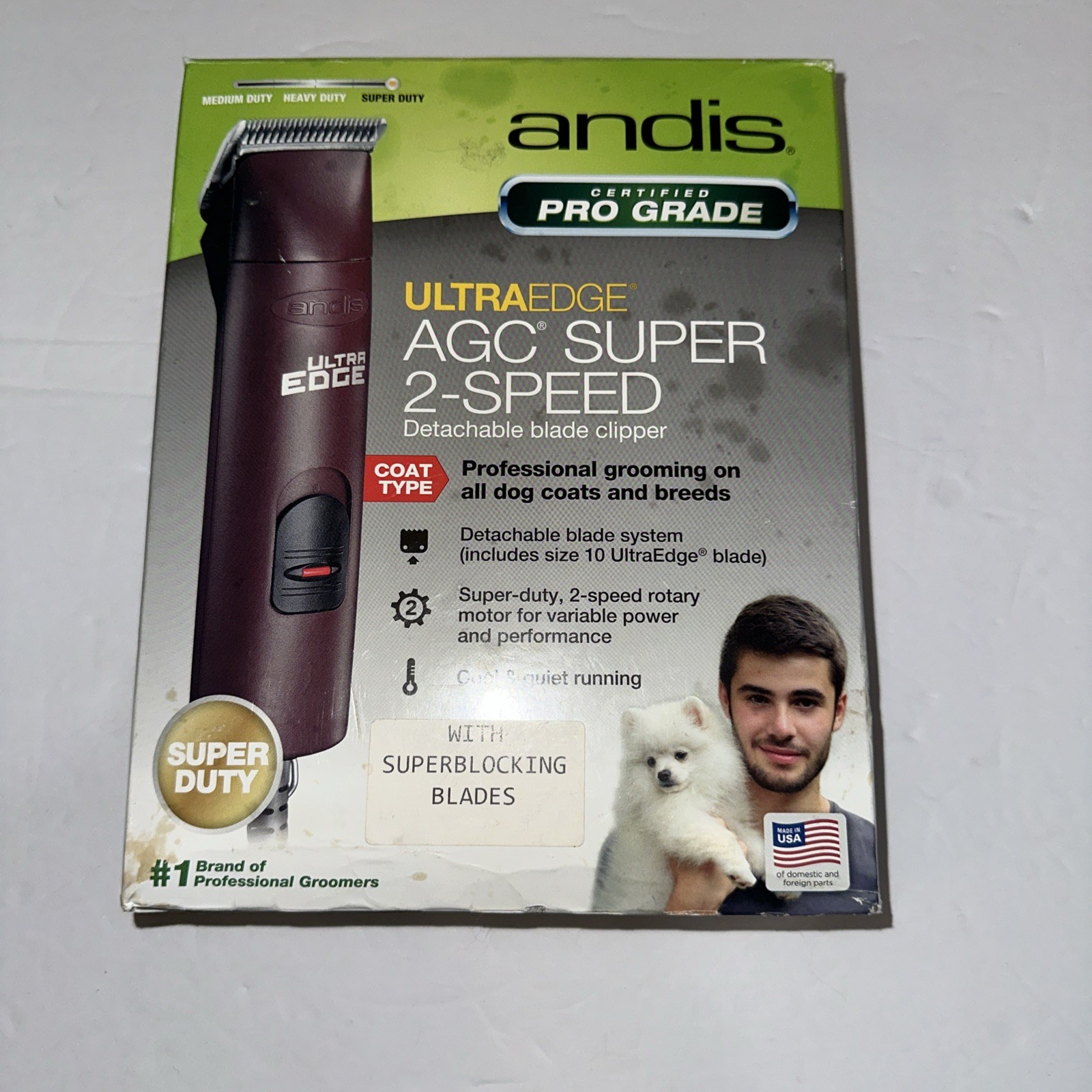 Andis 23280 UltraEdge AGC Super 2-Speed Pet Hair Clipper - Burgundy