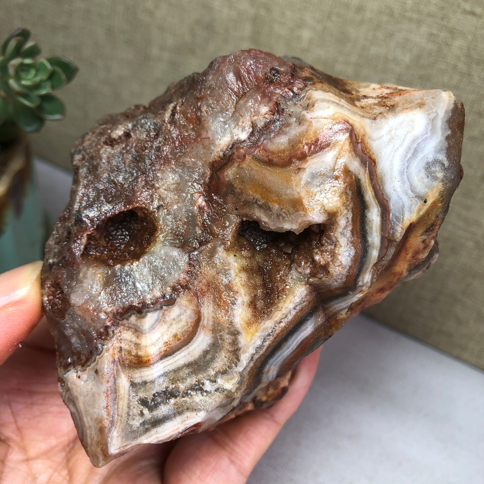 Natural crazy Mexican agate Crystal gemstone rough original Specimen 409g A6032