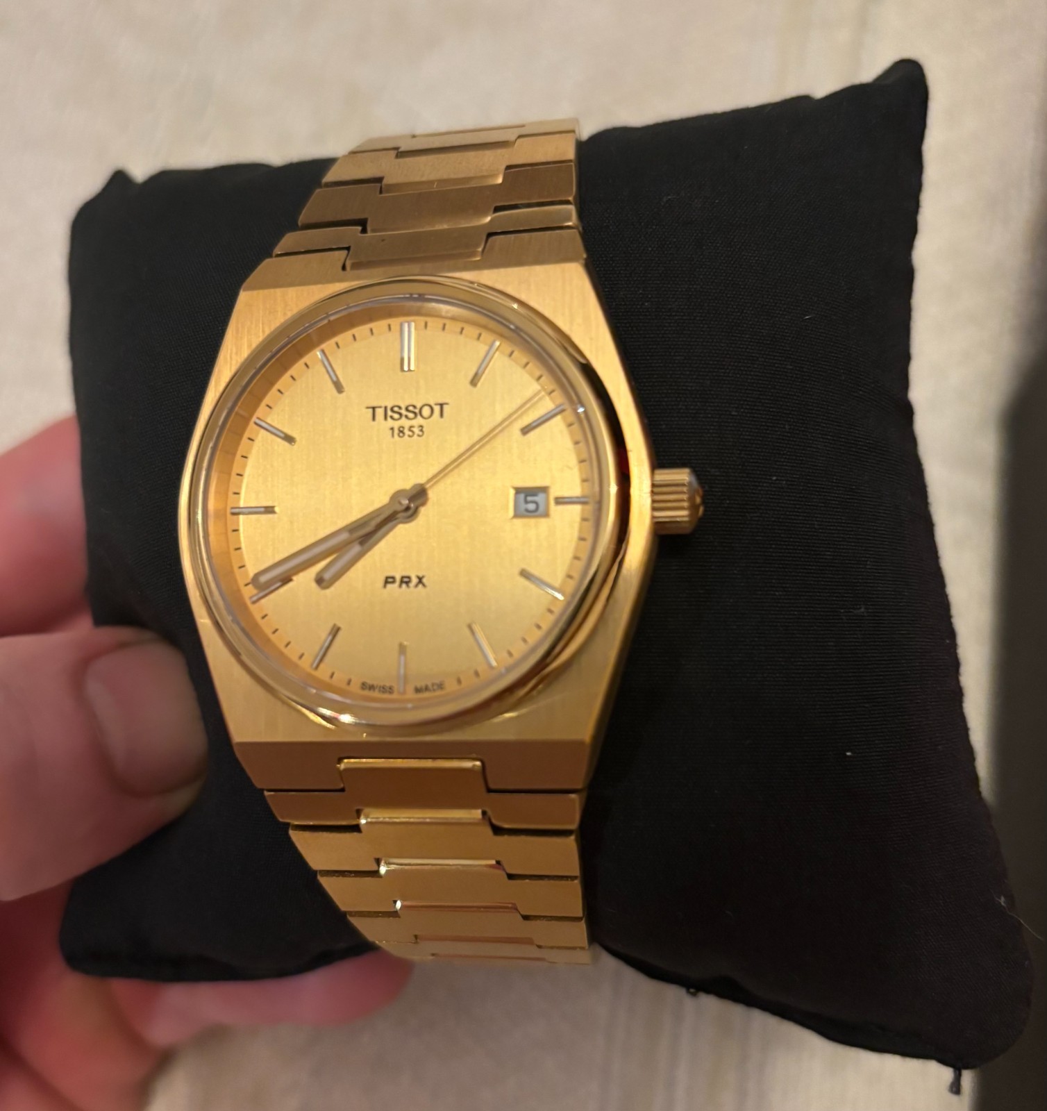 Tissot PRX 40mm Quartz Men's Watch Champagne Gold Dial With 316L Stainless Steel