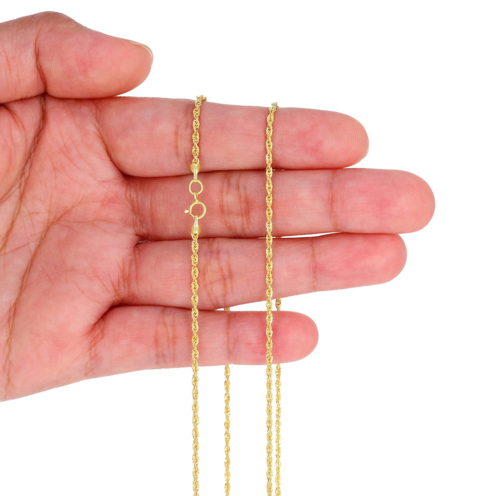 10K Yellow Gold 1mm-4mm Laser Diamond Cut Rope Chain Necklace Men Women 16