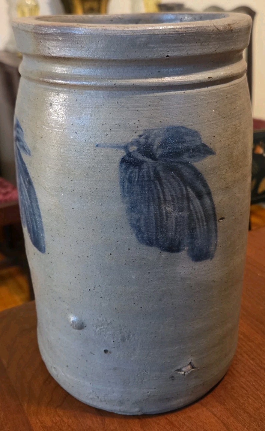 Antique American Stoneware Crock Blue Decorated 19th C Mid-Atlantic
