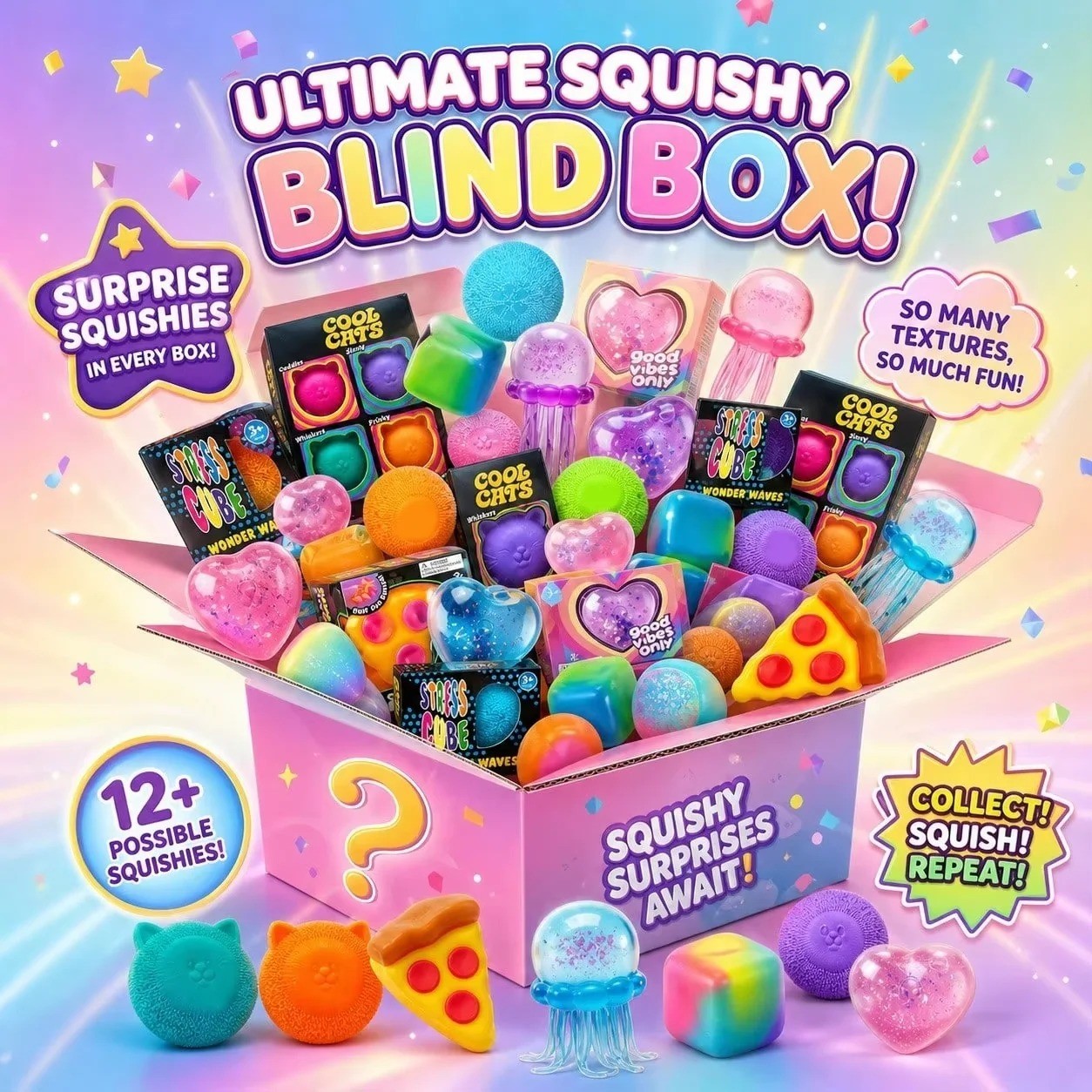 100+ Pieces Assorted Squishy Figures Blind Box Surprise Toys Slow Rising Soft 
