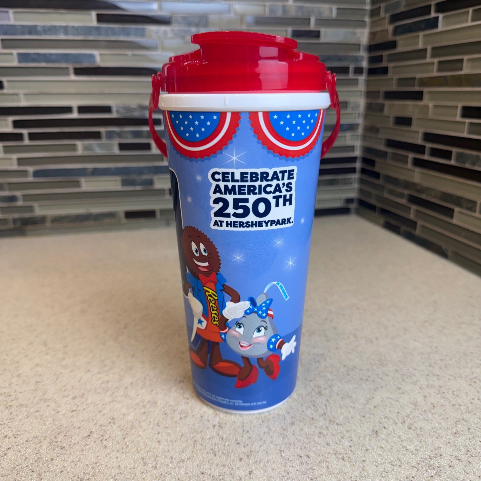 Hersheypark 2026 Souvenir Refillable Cup Tumbler w/ Handle USA 250th Anniversary