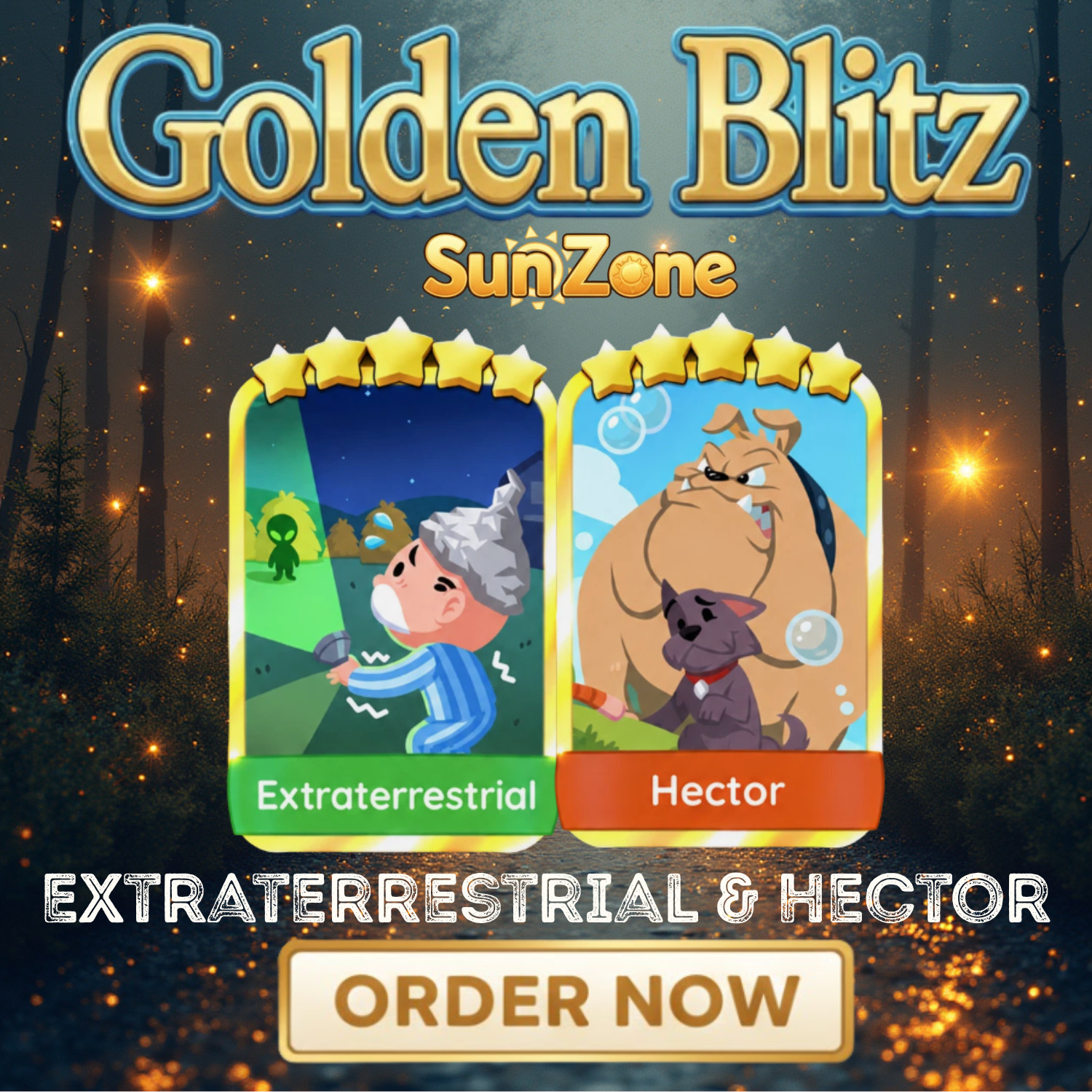 Stickers Monopoly Go ⭐  Extraterrestrial & Hector Sticker 🌻Golden Blitz