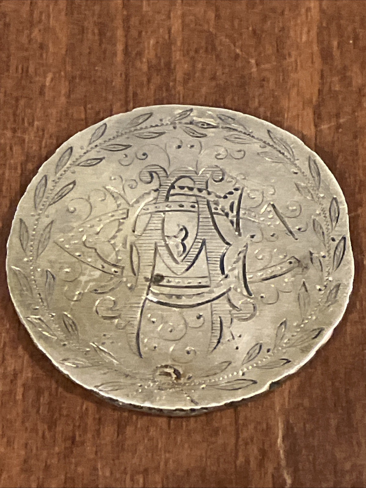 1788 France Louis XVI Silver Ecu Engraved Love Token Antique Coin Monogram