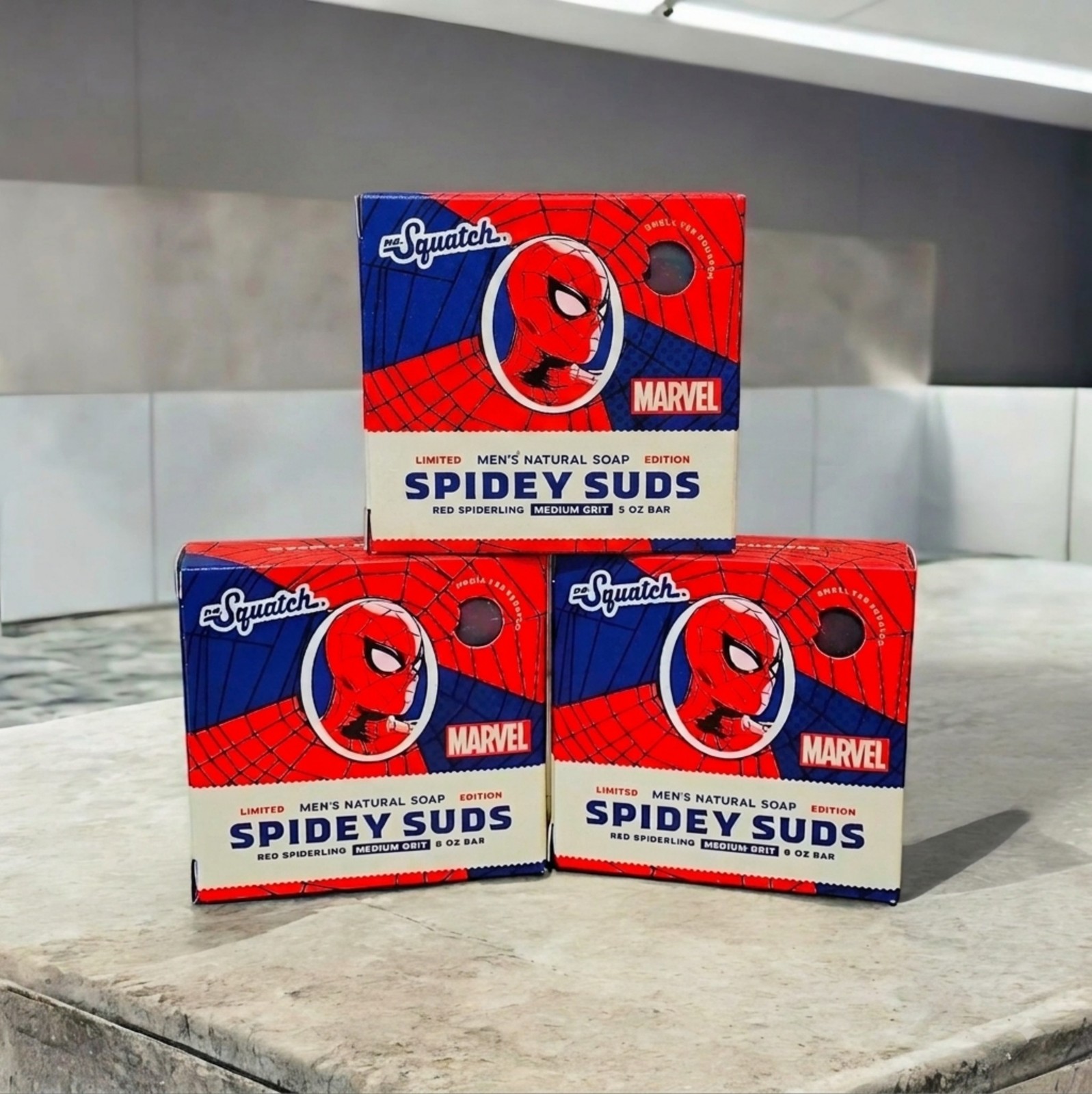 Dr. Squatch Spidey Suds Natural Soap Marvel Spider-Man Limited Edition 3 Pack